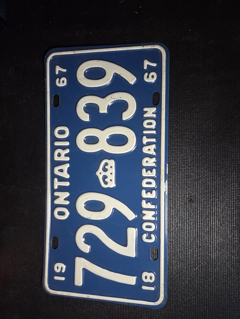 1967 Ontario License Plate * Only One * 100 Years Of Confederation
